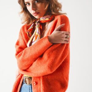 Cardigan boutonné orange