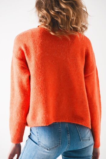 Cardigan boutonné orange 6