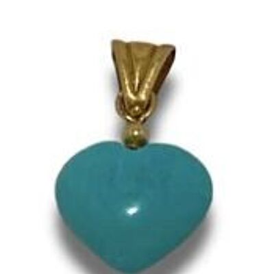 Pendentif coeur turquoise corail