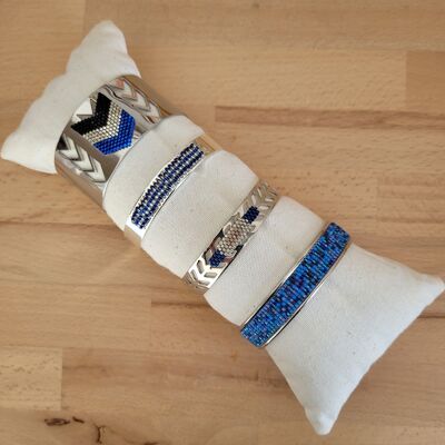 Set di 4 bracciali - blu - tessitura - artigianale - gioielli fatti a mano - pezzi unici - natalizi
