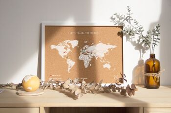 Carte du monde en liège avec cadre - Naturel - S&M 1
