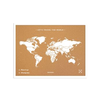 Carte du monde en liège avec cadre - Naturel - S&M 2