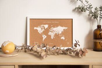 Carte du monde en liège avec cadre - Naturel - S&M 3