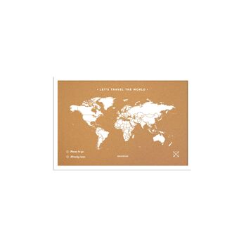 Carte du monde en liège avec cadre - Naturel - S&M 4