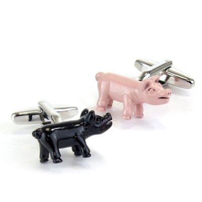 Schwarze und rosa Schweine-Manschettenknöpfe