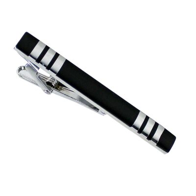 Black and Silver Finish Tie Bar