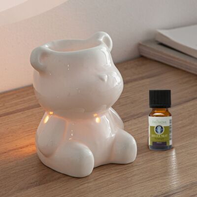 Quemador de perfumes serie Céramy – Teddy – Portavelas de cerámica lacada – Difusión de ceras aromáticas, aceites esenciales