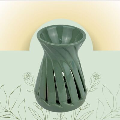 Parfümbrenner Serie Céramy – Corta Vert – Kerzenhalter aus lackierter Keramik – Diffusion von Duftwachs und ätherischen Ölen