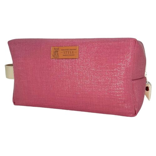 Trousse nomade M, "Scintillant" rose