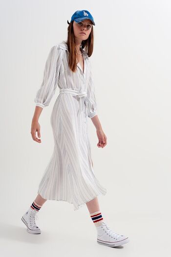 Robe midi à smocks boutonnée à rayures 3