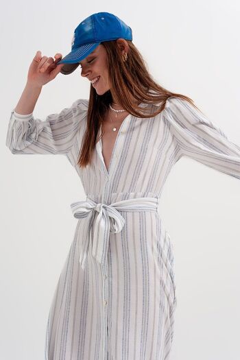 Robe midi à smocks boutonnée à rayures 4