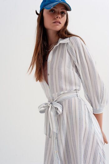 Robe midi à smocks boutonnée à rayures 5