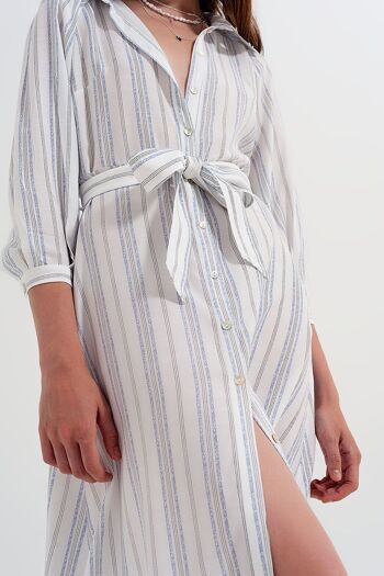 Robe midi à smocks boutonnée à rayures 6