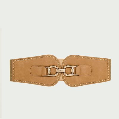 Cintura color cammello con fascia elastica regolabile