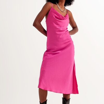 Midi-Kleid aus rosafarbenem, glänzendem Midikleid