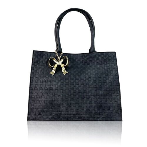 Talia Midi Tote Bag With Chunky Gold Bow