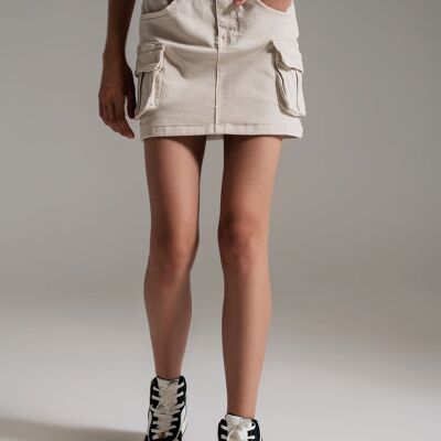 Cargo Mini Skirt in Beige