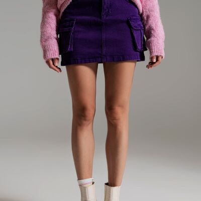 Cargo Mini Skirt in Purple