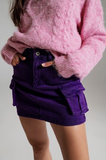 Mini-jupe cargo en violet 5