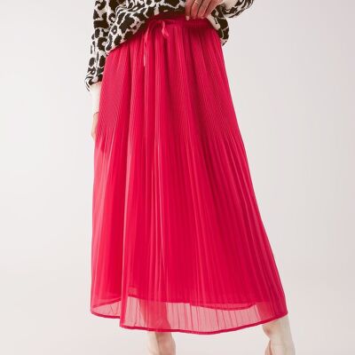 Gonna midi plissettata in chiffon fucsia