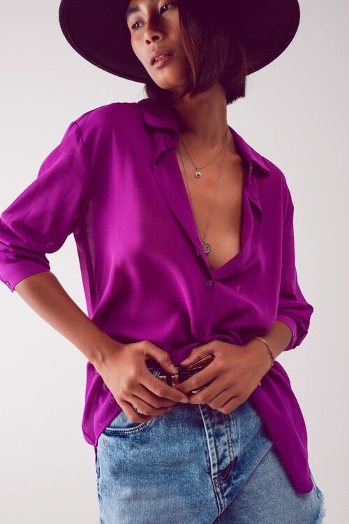 Chiffon shirt in purple