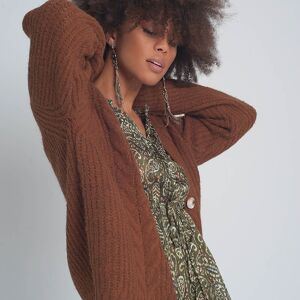 Cardigan en grosse maille marron