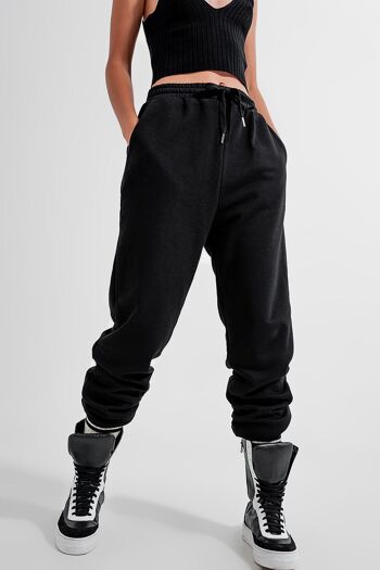 Pantalon de jogging noir à taille ajustable 2