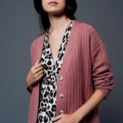 Cardigan with balloon sleeve in pink