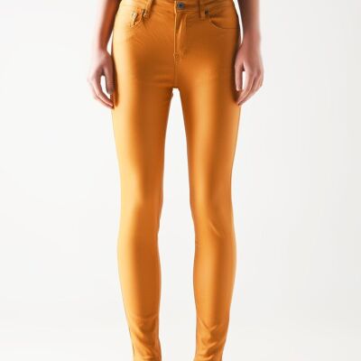 Pantalon enduit orange