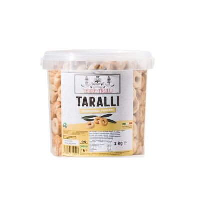 Tarallini tradicional de Apulia con aceite de oliva virgen extra - cubo de 1 kg