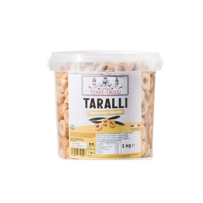 Tarallini tradicional de Apulia con aceite de oliva virgen extra - cubo de 1 kg
