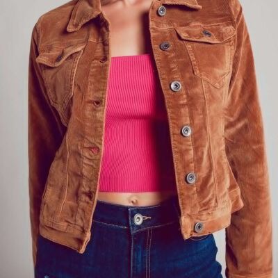 Cord jacket in camel