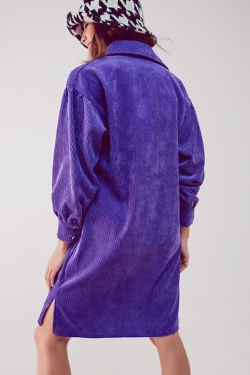 Mini robe chemise en velours côtelé violet 4