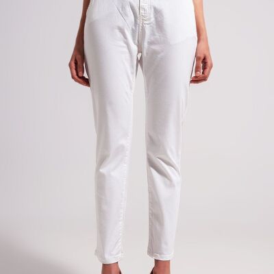 Pantalón de mezcla de algodón en blanco