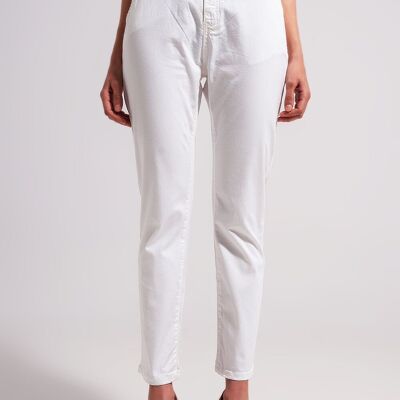 Cotton blend pants in white