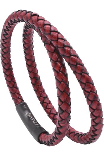 Bracelet long en cuir rouge Maskio 4