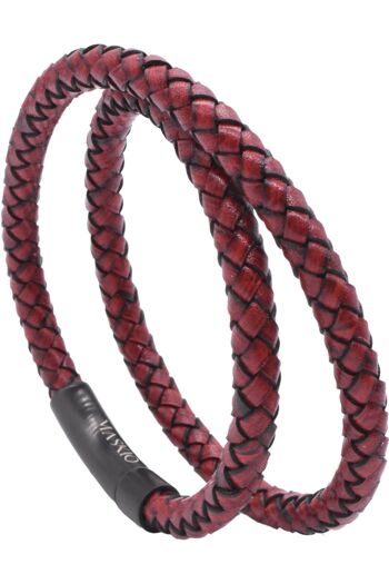 Bracelet long en cuir rouge Maskio 5