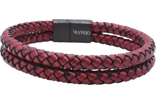 Maskio Red leather double rope bracelet