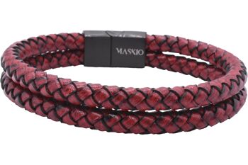 Maskio Bracelet double corde en cuir rouge 1