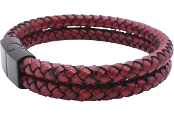 Maskio Bracelet double corde en cuir rouge 4