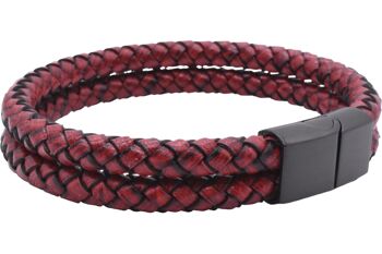 Maskio Bracelet double corde en cuir rouge 5