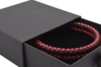 Maskio Bracelet double corde en cuir rouge 6