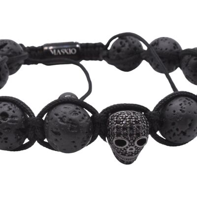 Maskio Black Lava Stone and Skull Bracelet