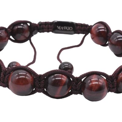 Bracelet Maskio avec pierres oeil de tigre rouge