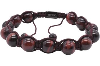 Bracelet Maskio avec pierres oeil de tigre rouge 1