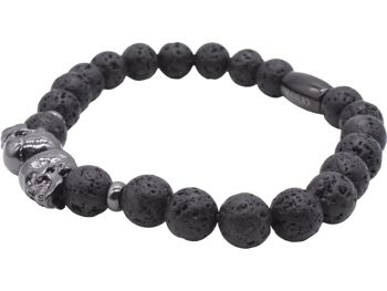 Bracelet Maskio Pierre de Lave Noire et Crâne 3