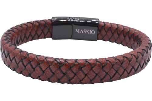 Maskio Wide Brown Leather Bracelet