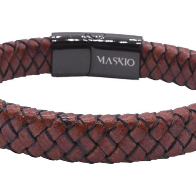 Pulsera Maskio Ancha de Piel Marrón