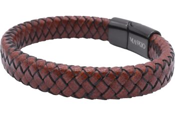 Bracelet large en cuir marron Maskio 2