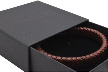 Bracelet large en cuir marron Maskio 6